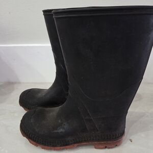 Boys Black Rubber Boots with Red Soles
